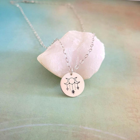 Moon Phases Necklace, Moon Charm Necklace, Boho Necklace, Gift for Her