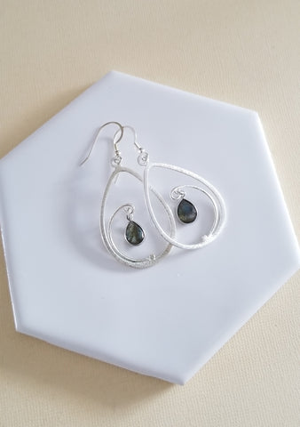 Handmade Labradorite Earrings, Gemstone Teardrop Earrings, Labradorite Jewelry for Women, Statement Earrings