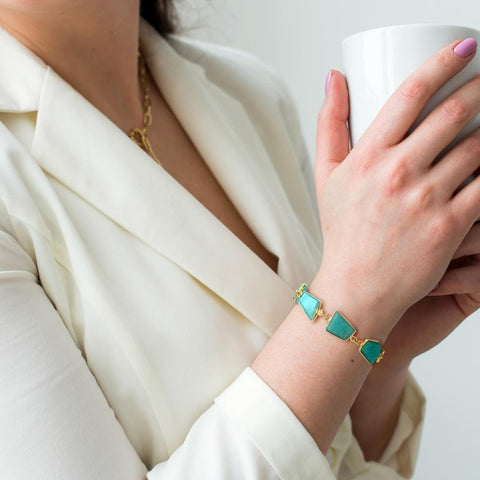 One of a Kind Amazonite Bracelet, Chunky Bracelet, Modern Gemstone Bracelet