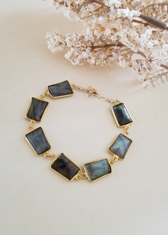 Chunky Gemstone Bracelet, Labradorite Bracelet, Gift for Her