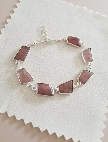 Natural Strawberry Quartz Bracelet, Statement Bracelet, Gift for Her