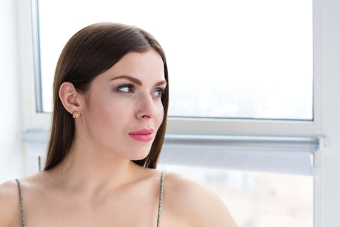 Sterling Silver Garnet Stud Earrings