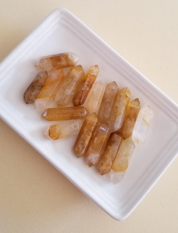 Natural Citrine Crystal Point Pendant Necklace