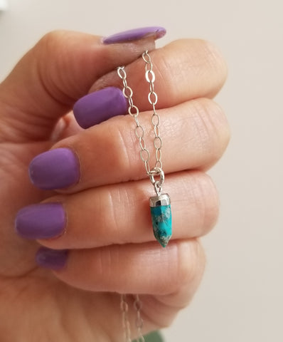 Turquoise Spike Necklace, Sterling Silver or Gold