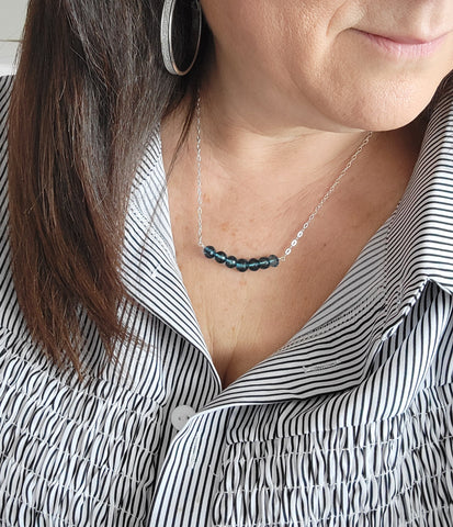 London Blue Topaz Necklace, Dainty Gemstone Bar Necklace, Inner Peace Crystal Necklace, Layering Necklace, Blue Topaz Jewelry, Gift for Her