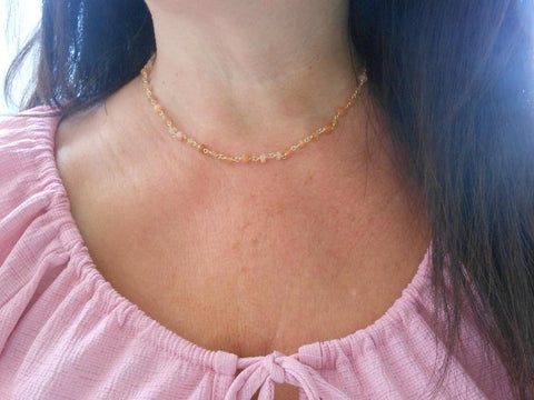 dainty gemstone choker, Moonstone necklace, wire wrapped, layering necklace