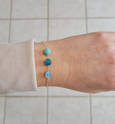 Thin Gold Bracelet, Throat Chakra Bracelet