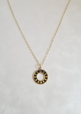 Gold Moon Phases Necklace for Women, Gold Filled Chain Necklace, Gift for Her