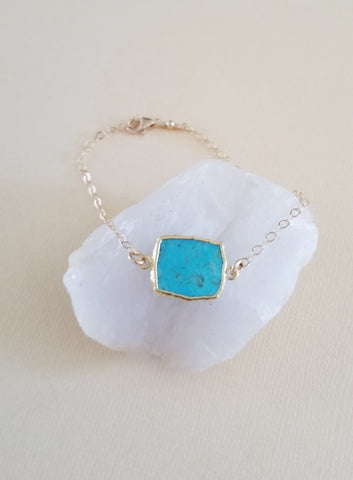 Turquoise Bracelet for women, Skinny Gold Bracelet, Gift for Her, Handmade Jewelry in the USA