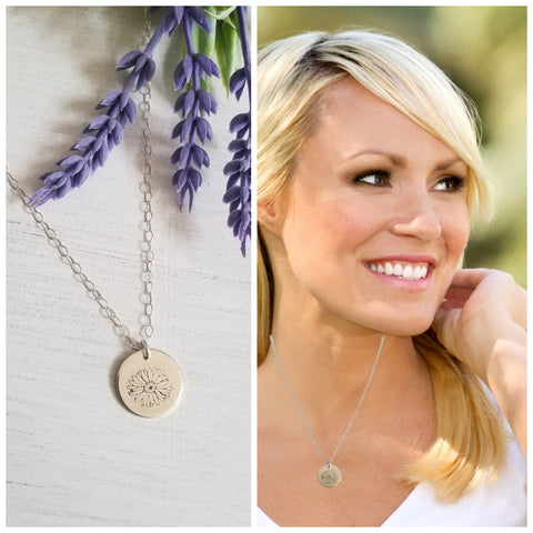 Gerbera Daisy Charm Necklace, Sterling Silver or Gold