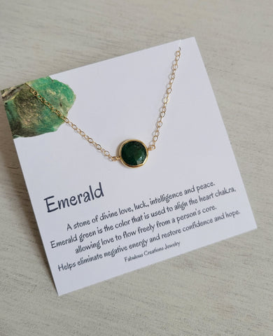 Dainty Gold Emerald Choker Necklace