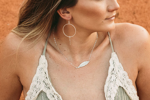 Dainty Sterling Silver Feather Necklace, Boho Layering Necklace