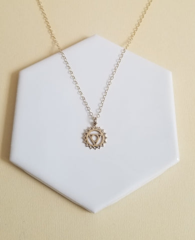 Dainty Gold Chakra Jewelry, Throat Chakra Pendant Necklace
