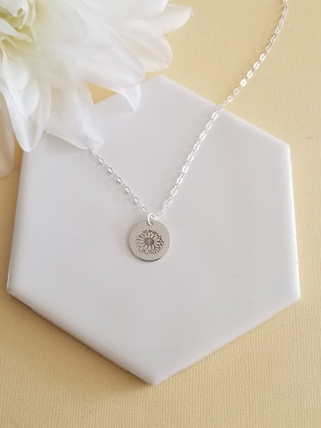 Gerbera Daisy Charm Necklace, Sterling Silver or Gold