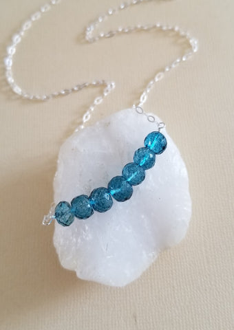 London Blue Topaz Necklace, Dainty Gemstone Bar Necklace, Inner Peace Crystal Necklace, Layering Necklace, Blue Topaz Jewelry, Gift for Her