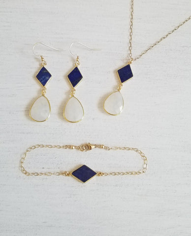 Gold Lapis Lazuli Bracelet, Dainty Gemstone Bracelet