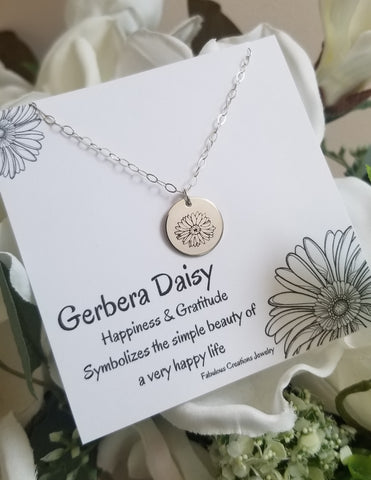 Gerbera Daisy Charm Necklace, Sterling Silver or Gold