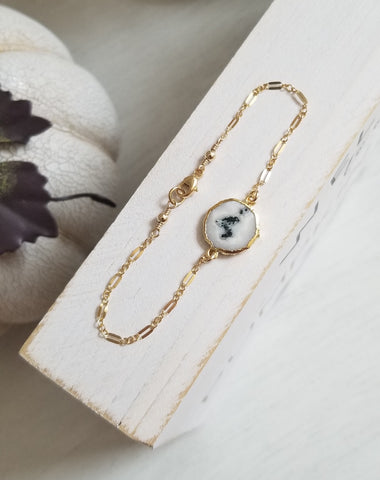 Solar Quartz bracelet, Dainty Gold Chain Bracelet