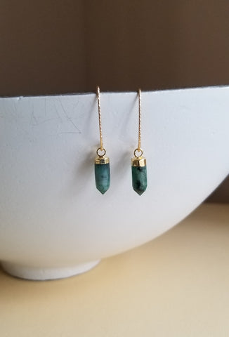 Modern Gold Emerald Earrings