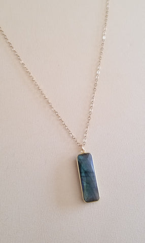 Labradorite Pendant Necklace in Sterling Silver or Gold Filled