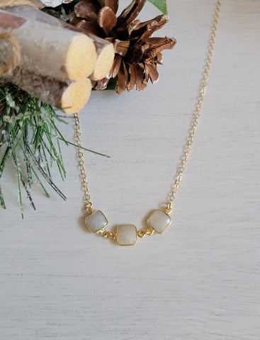 Raw Moonstone Necklace, Delicate Gold Filled Necklace, Gift for Her