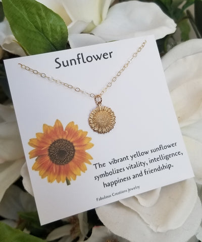 Gold Sunflower Charm Necklace