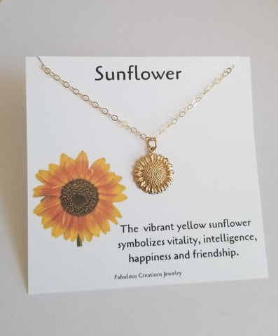 Symbolic Sunflower Charm Necklace for women, Fabulous Creations Jewelry
