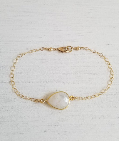 dainty gold bracelet, handmade Moonstone bracelet