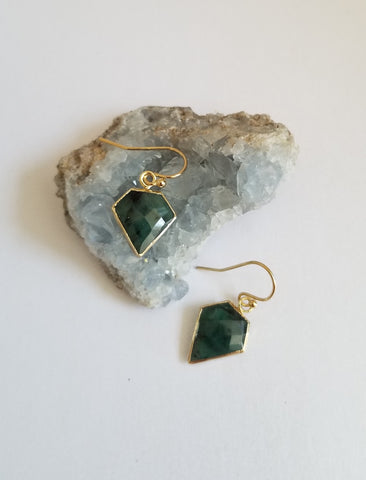 Raw Gold Emerald Earrings
