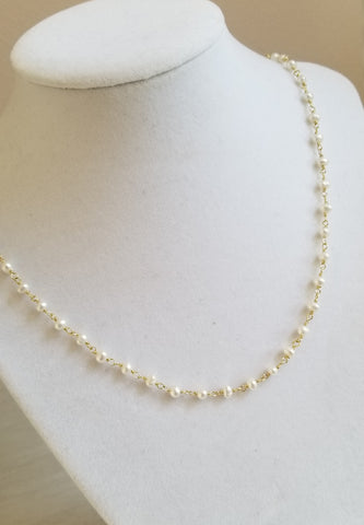 Dainty Freshwater Pearl Necklace, Beaded Choker for Women