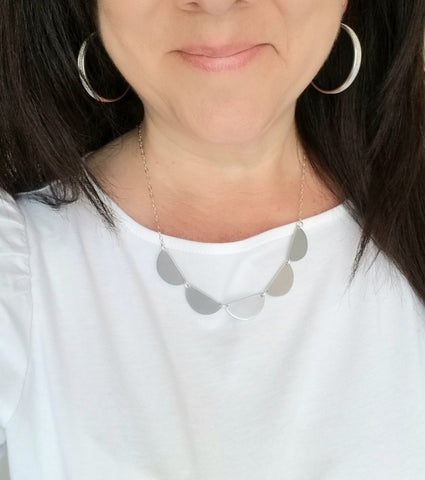 Modern Half Moon Necklace for Women, Boho Statement Necklace