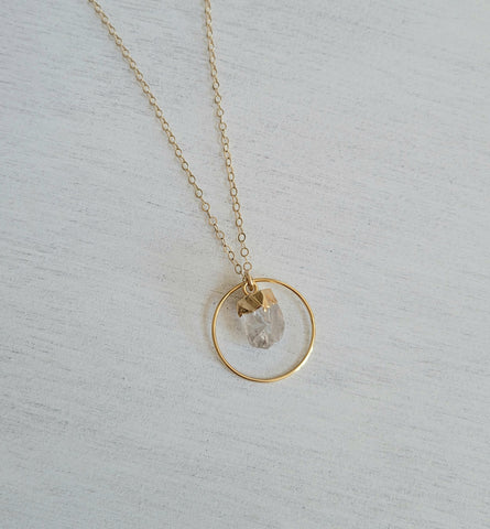 Raw Herkimer Diamond Pendant Necklace