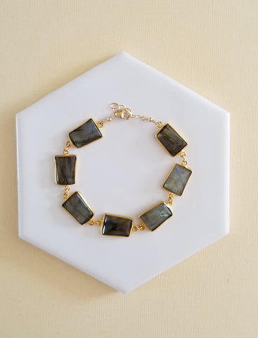 Chunky Labradorite Bracelet, Freeform Gemstone Bracelet