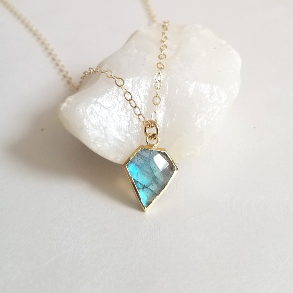 Gold Labradorite Pendant Necklace