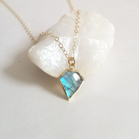 Gold Labradorite Pendant Necklace
