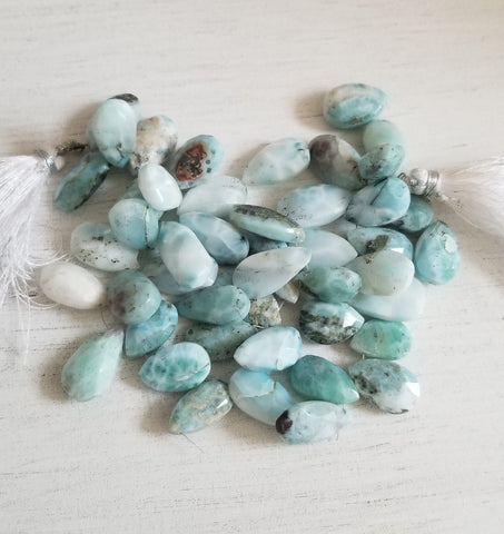 Larimar Necklace, Wire Wrapped Larimar Pendant