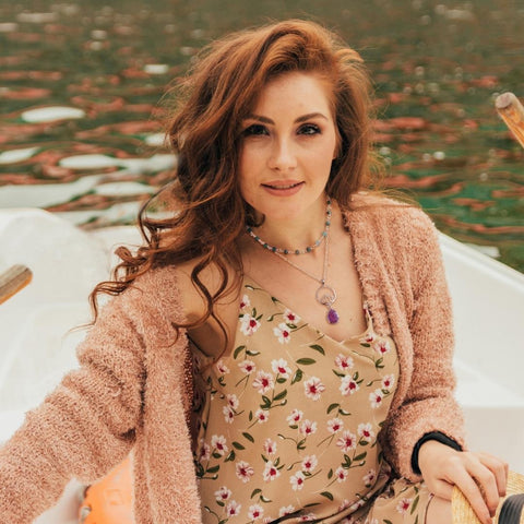 Lotus Flower and Amethyst Pendant Necklace