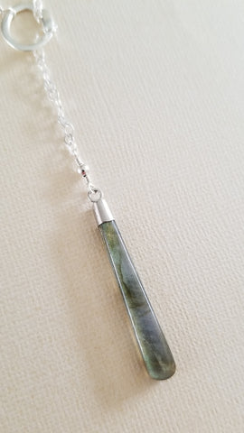 Modern Center Drop Labradorite Y Style Lariat Sterling Silver