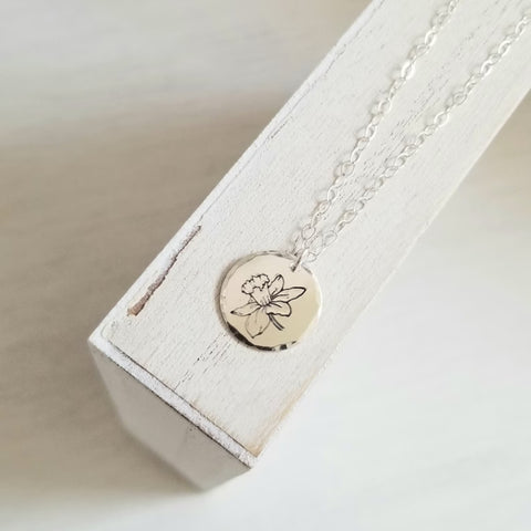 March Birth Flower Necklace, Daffodil Necklace