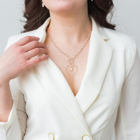 Freshwater Pearls Necklace, Lotus Flower Pendant Necklace, Front Toggle Necklace, Beaded Pearl Chain Necklace, Boho Bride, Modern Pearls