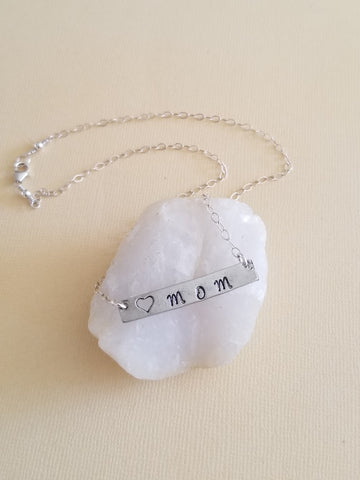 Silver Bar Necklace for Mothers, Mothers Day Gift, Mom Necklace, Custom Jewelry for Mothers