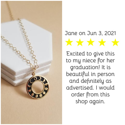 Gold Moon Phases Charm Necklace for Women