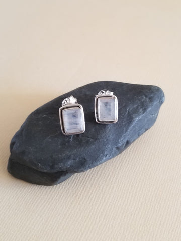 Moonstone Stud Earrings in Sterling Silver