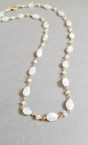 Wire wrapped Moonstone necklace, bohemian jewelry