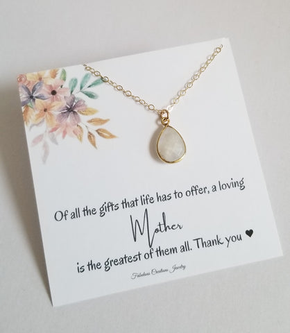 Thank you gift for Mom, Gold Moonstone Necklace