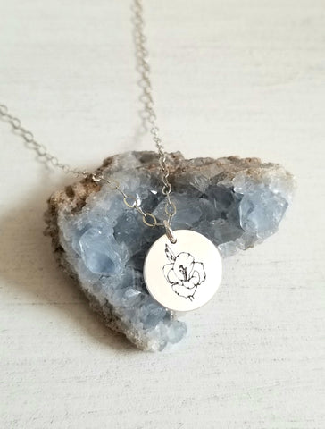 Symbolic Gladiolus Flower Necklace, Birth Flower Necklace