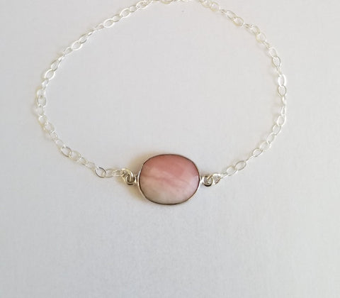 Dainty Pink Opal Bracelet for Women, October Birthstone Bracelet