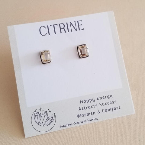 Sterling Silver Citrine Stud Earrings