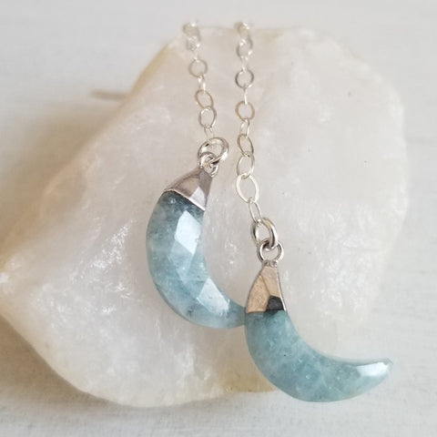 Moon Earrings for women, Long gemstone earrings