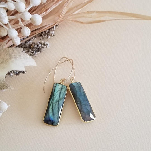 Labradorite Earrings, Long Gemstone Earrings, Labradorite Dangle Earrings, Labradorite Statement Earrings, Labradorite Jewelry, Gift for Her